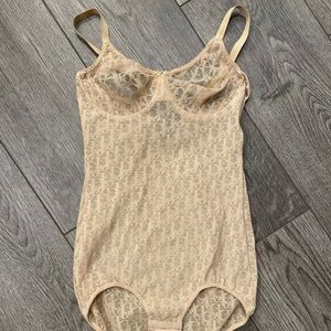 CHRISTIAN DIOR Monogram Lingerie Bodysuit ~Rare